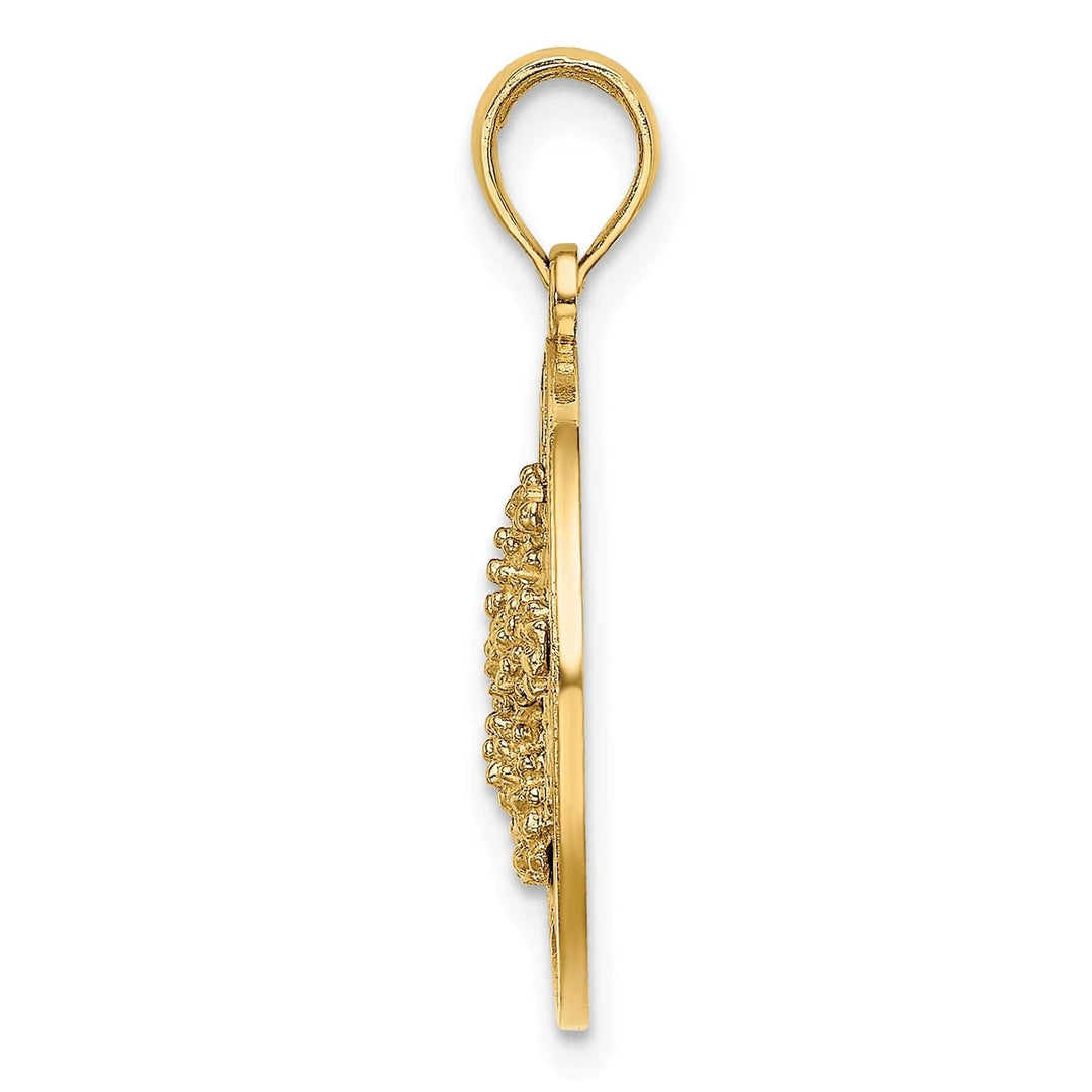 Lovely Rita's Pendants & Charms 14K Yellow Gold Polished Textured Finish CAPE CODE Starfish in Circle Design Charm Pendant