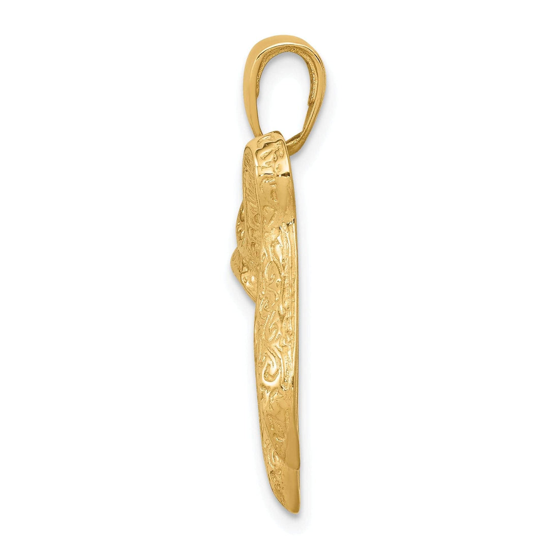 Lovely Rita's Pendants & Charms 14k Yellow Gold Polished Textured Finish Chai Long Life Design Pendant