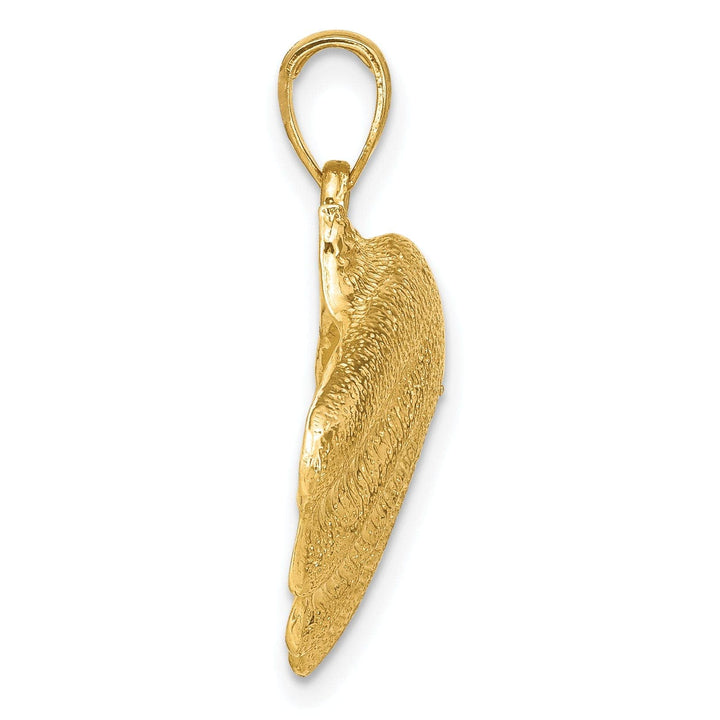 Lovely Rita's Pendants & Charms 14K Yellow Gold Polished Textured Finish Clam Shell Charm Pendant