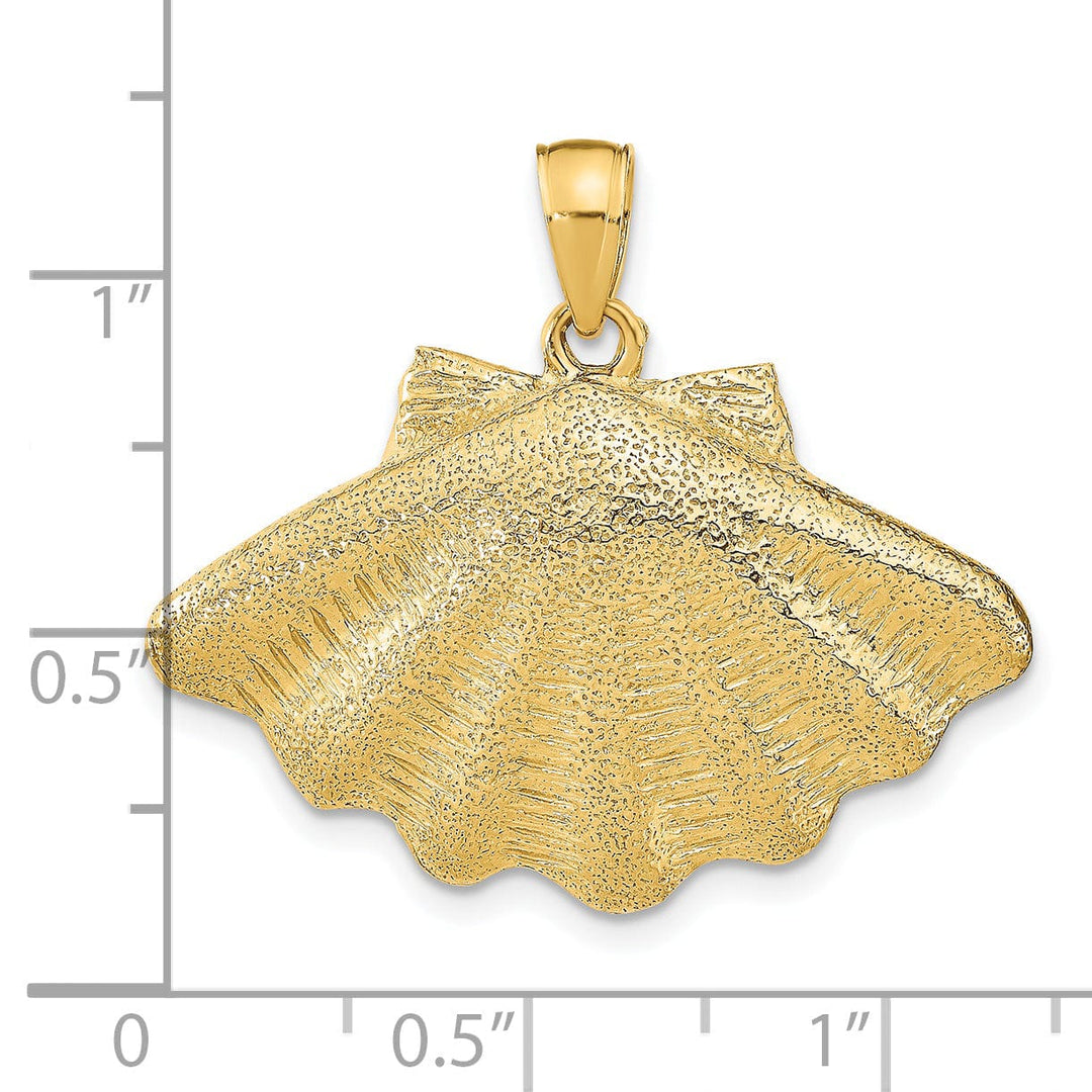 Lovely Rita's Pendants & Charms 14K Yellow Gold Polished Textured Finish Clam Shell Charm Pendant