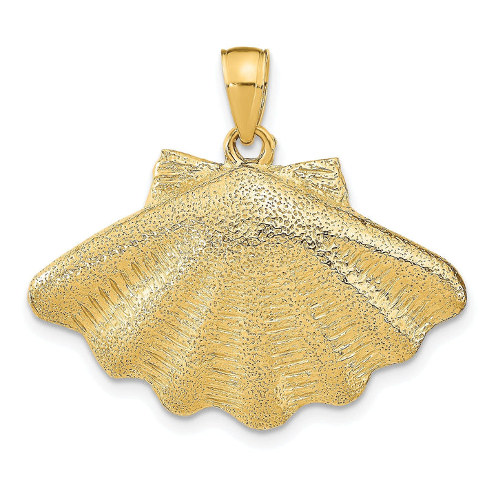 Lovely Rita's Pendants & Charms 14K Yellow Gold Polished Textured Finish Clam Shell Charm Pendant