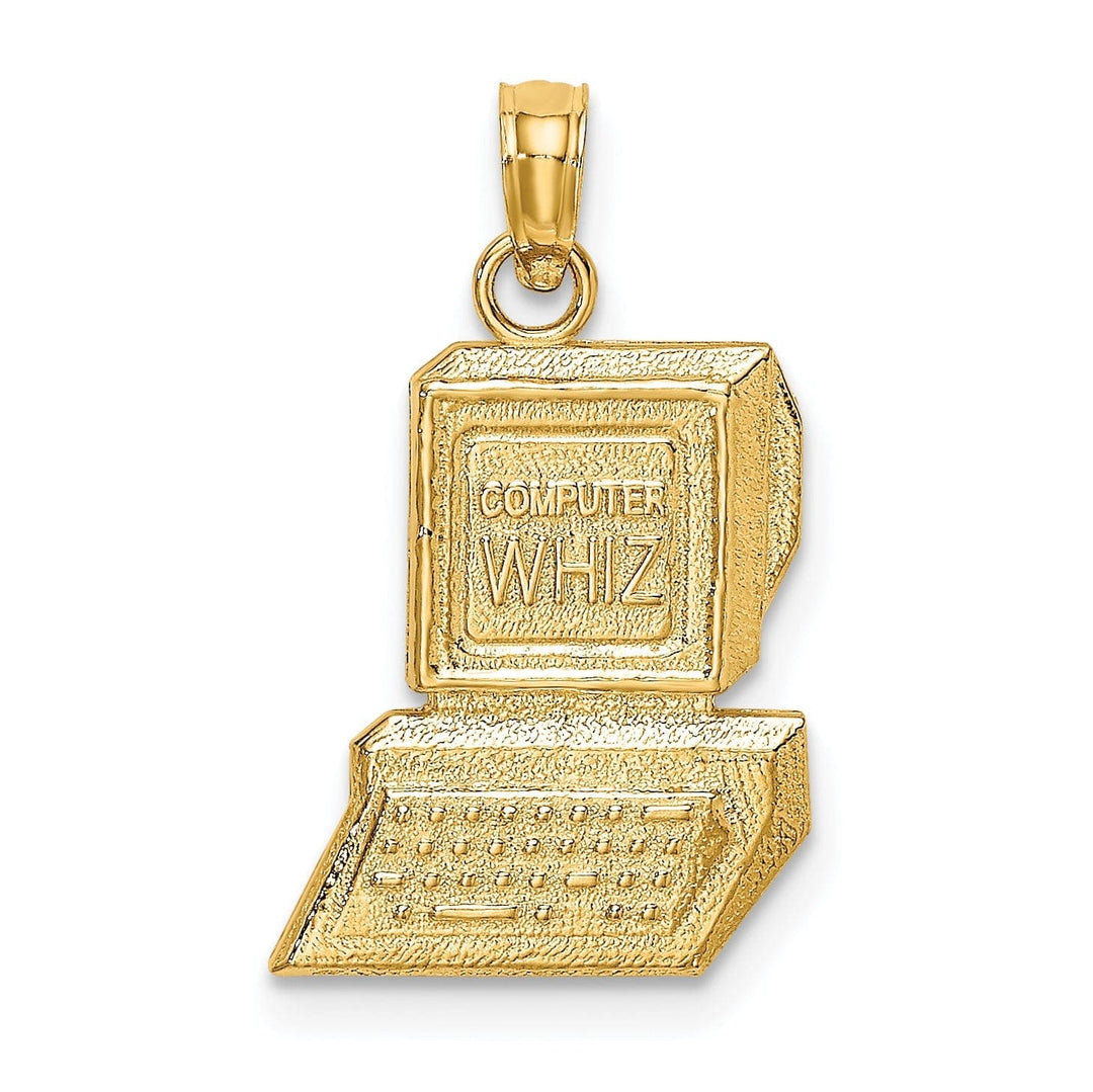 Lovely Rita's Pendants & Charms 14k Yellow Gold Polished Textured Finish COMPUTER WHIZ Design Charm Pendant
