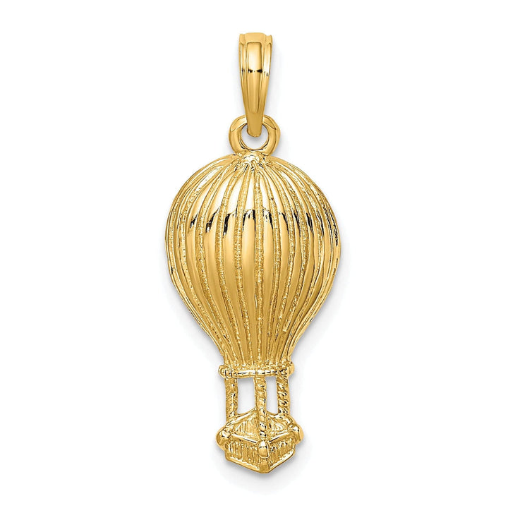 Lovely Rita's Pendants & Charms 14K Yellow Gold Polished Textured Finish Concave Shape Hot Air Ballon Charm Pendant
