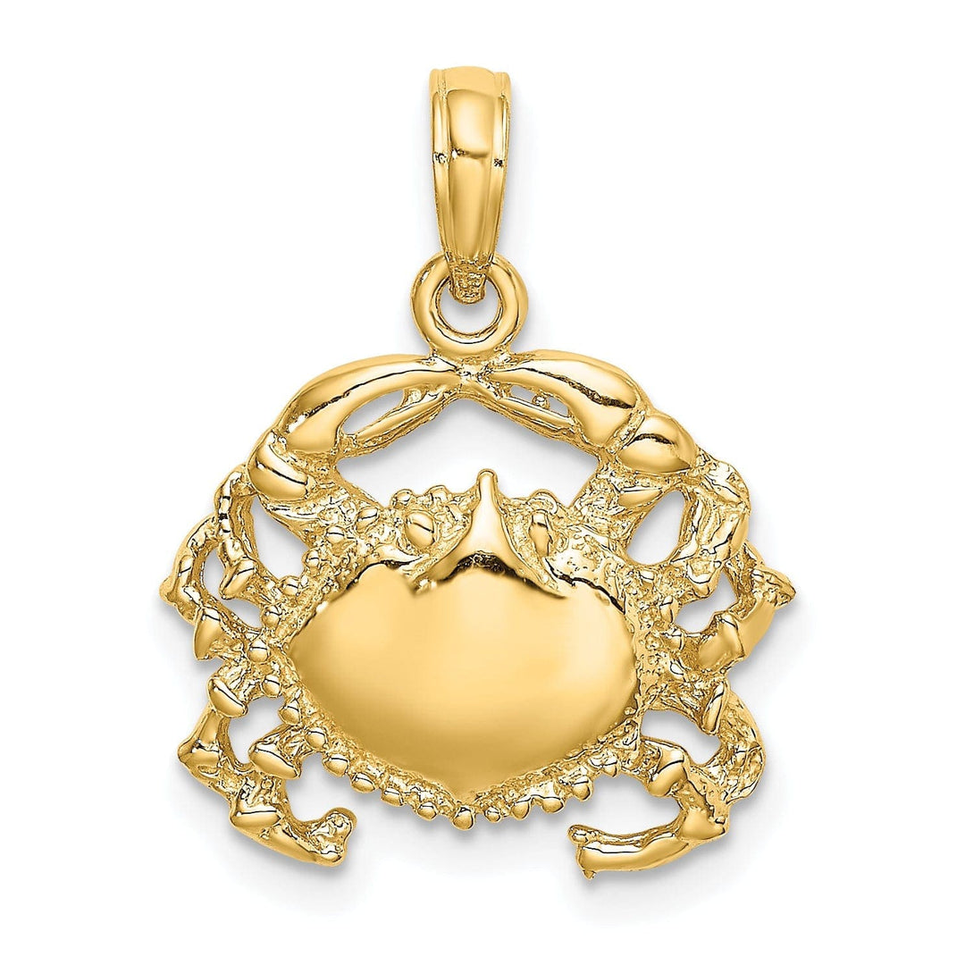 Lovely Rita's Pendants & Charms 14k Yellow Gold Polished Textured Finish Crab Charm Pendant