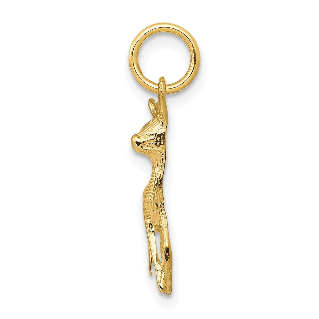Lovely Rita's Pendants & Charms 14k Yellow Gold Polished Textured Finish Deer Charm Pendant
