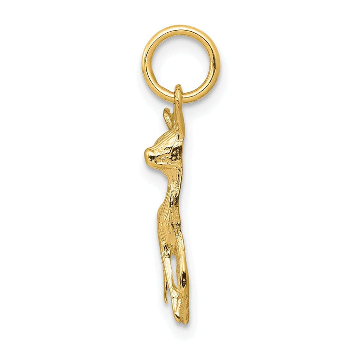 Lovely Rita's Pendants & Charms 14k Yellow Gold Polished Textured Finish Deer Charm Pendant