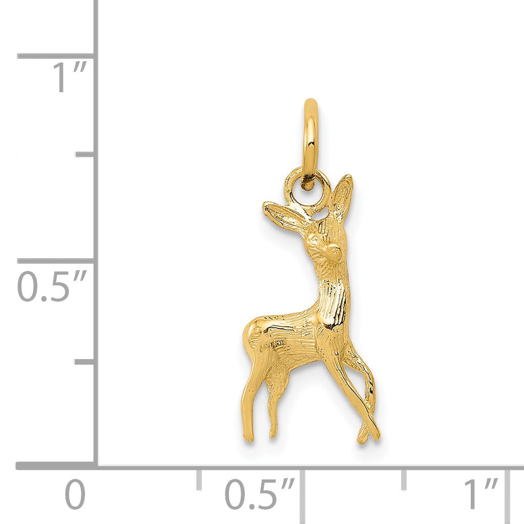 Lovely Rita's Pendants & Charms 14k Yellow Gold Polished Textured Finish Deer Charm Pendant