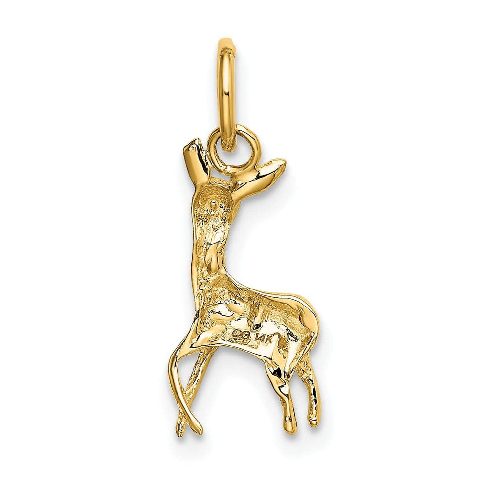 Lovely Rita's Pendants & Charms 14k Yellow Gold Polished Textured Finish Deer Charm Pendant