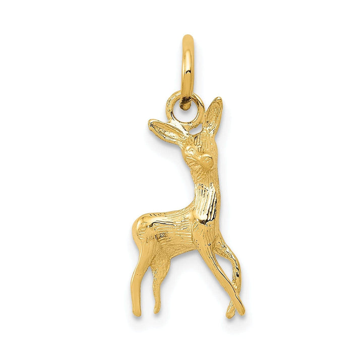 Lovely Rita's Pendants & Charms 14k Yellow Gold Polished Textured Finish Deer Charm Pendant