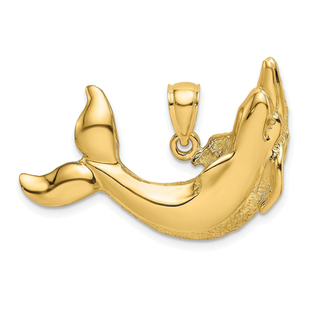 Lovely Rita's Pendants & Charms 14K Yellow Gold  Polished Textured Finish Dolphin Charm Pendant