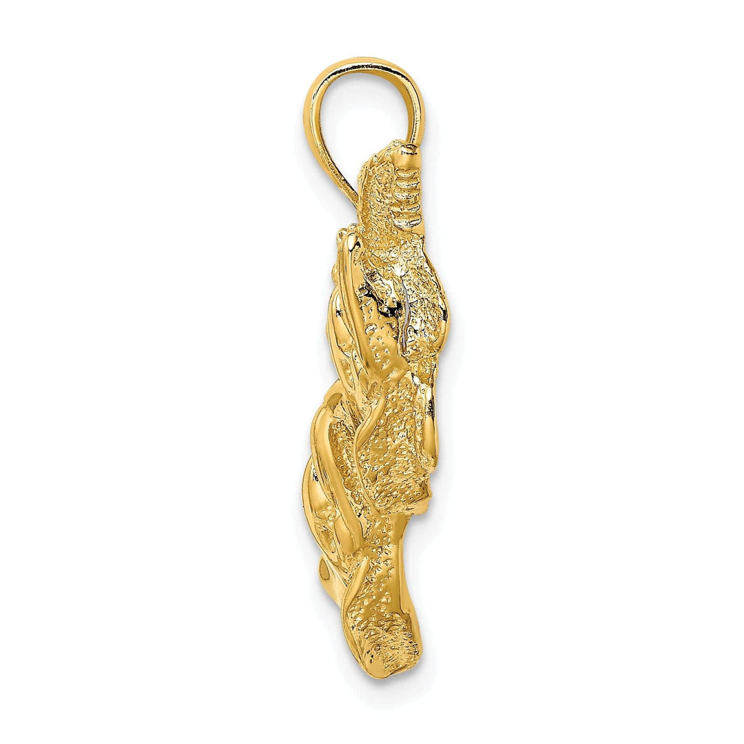 Lovely Rita's Pendants & Charms 14K Yellow Gold Polished Textured Finish Dolphins Swimming in Starfish Design Charm Pendant