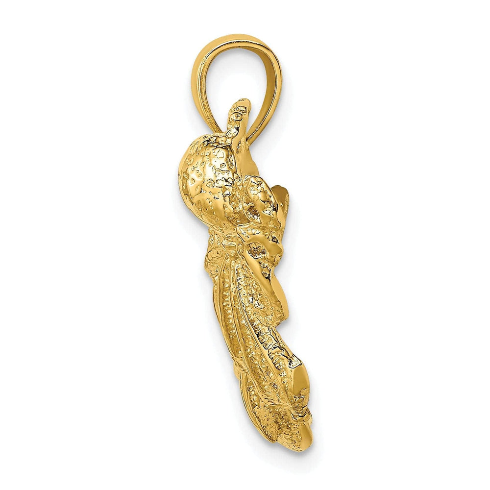 Lovely Rita's Pendants & Charms 14K Yellow Gold Polished Textured Finish Dolphins Swimming With Octopus Design Charm Pendant