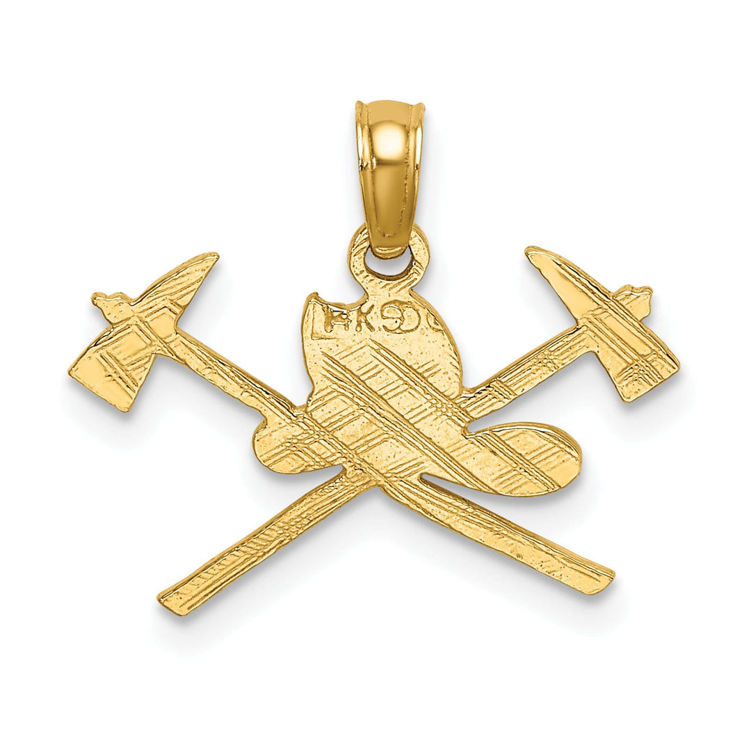 Lovely Rita's Pendants & Charms 14k Yellow Gold Polished Textured Finish Fire Department Insignia Charm Pendant