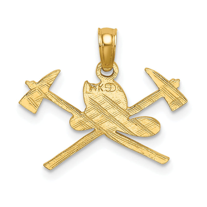 Lovely Rita's Pendants & Charms 14k Yellow Gold Polished Textured Finish Fire Department Insignia Charm Pendant