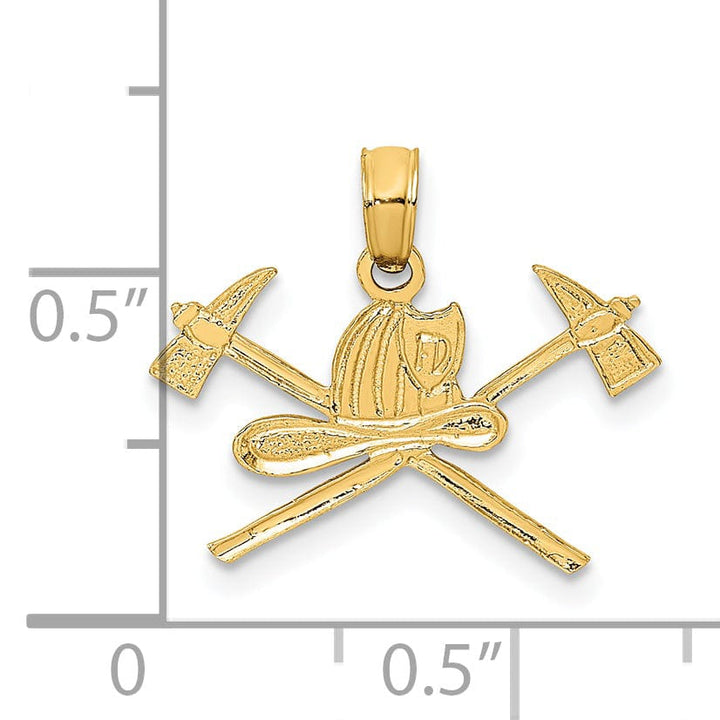 Lovely Rita's Pendants & Charms 14k Yellow Gold Polished Textured Finish Fire Department Insignia Charm Pendant