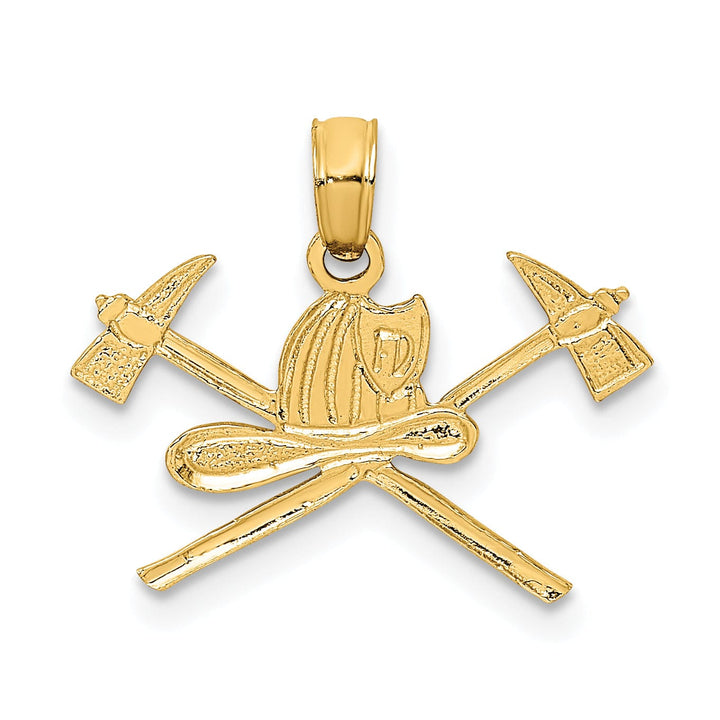 Lovely Rita's Pendants & Charms 14k Yellow Gold Polished Textured Finish Fire Department Insignia Charm Pendant