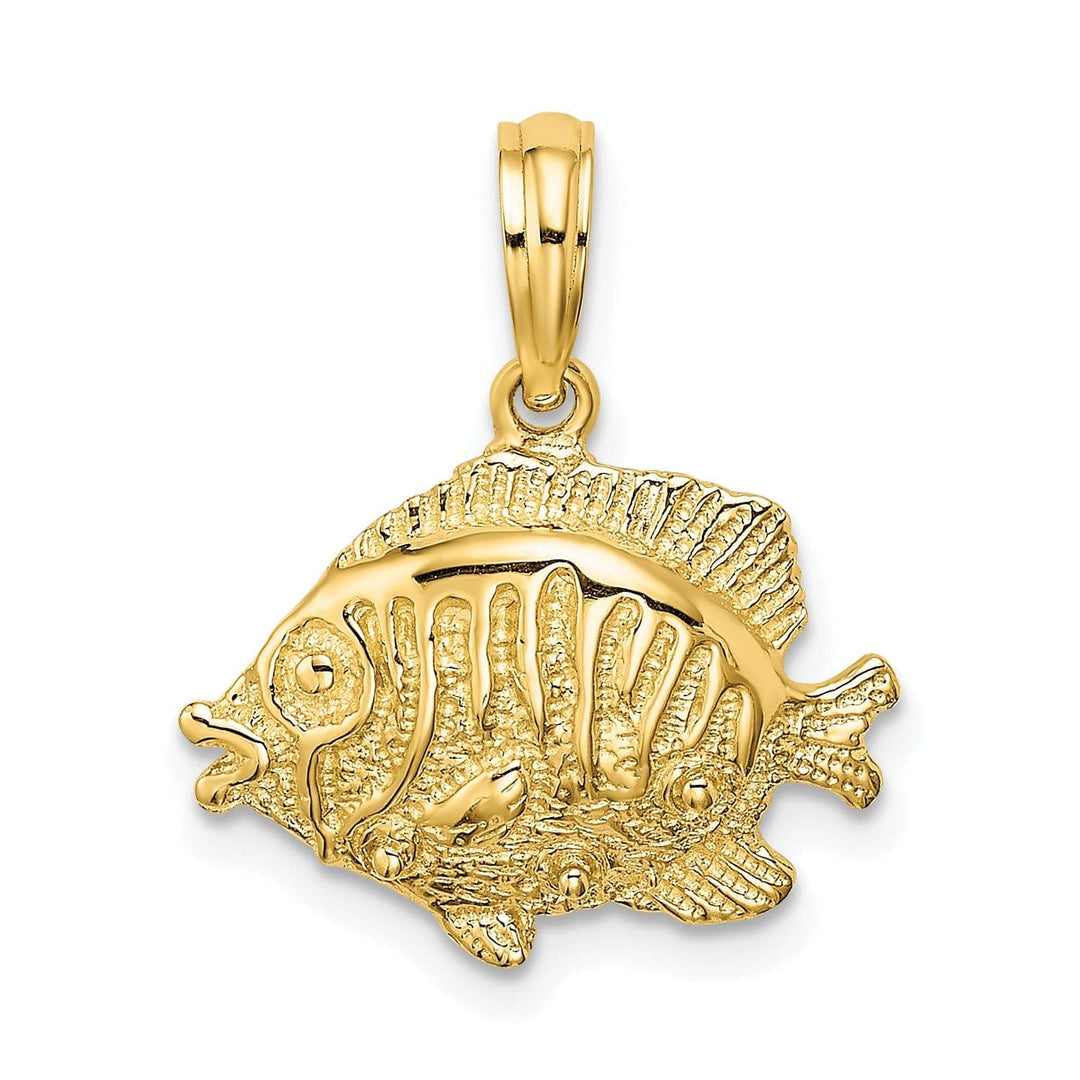 Lovely Rita's Pendants & Charms 14K Yellow Gold Polished Textured Finish Fish Design Charm Pendant