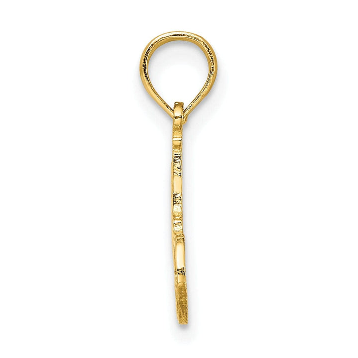 Lovely Rita's Pendants & Charms 14K Yellow Gold Polished Textured Finish Flat Back Script #1 BROTHER Charm Pendant