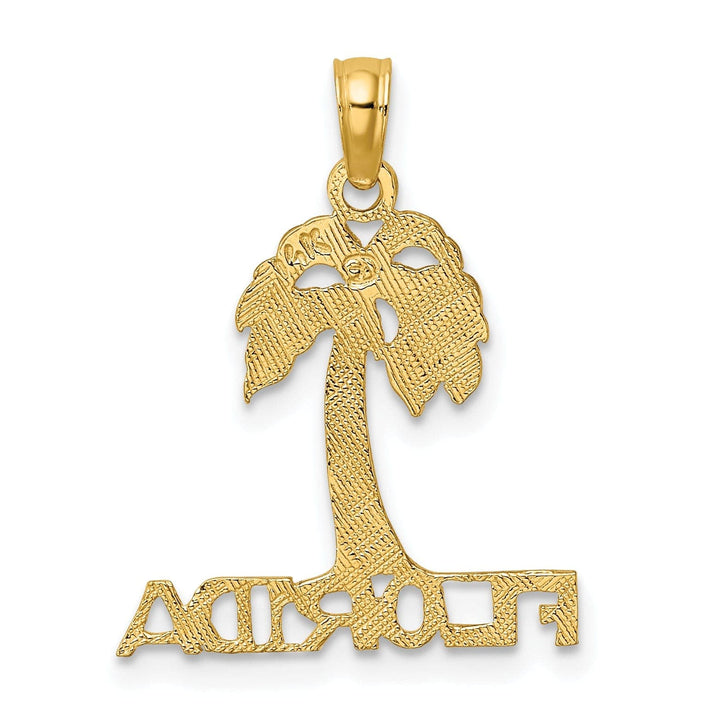 Lovely Rita's Pendants & Charms 14K Yellow Gold Polished Textured Finish FLORIDA Banner Under Palm Tree Charm Pendant