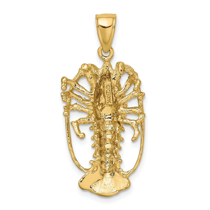 Lovely Rita's Pendants & Charms 14K Yellow Gold Polished Textured Finish Florida Lobster Charm Pendant