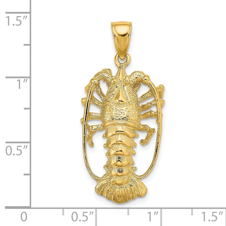 Lovely Rita's Pendants & Charms 14K Yellow Gold Polished Textured Finish Florida Lobster Charm Pendant
