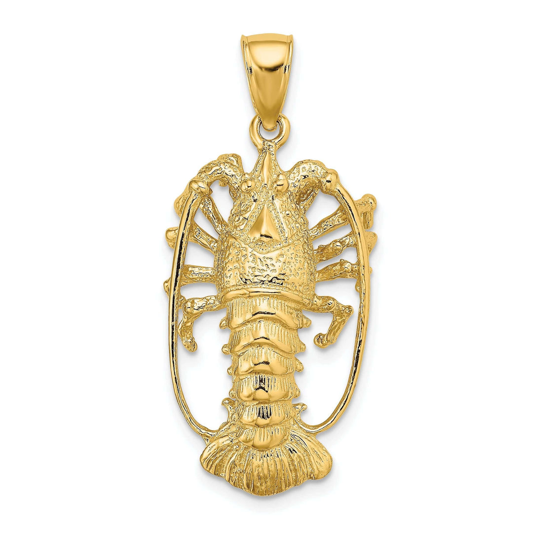 Lovely Rita's Pendants & Charms 14K Yellow Gold Polished Textured Finish Florida Lobster Charm Pendant