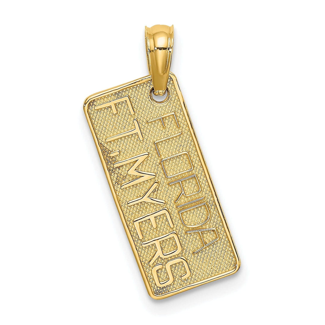 Lovely Rita's Pendants & Charms 14K Yellow Gold Polished Textured Finish FT. MYERS FLORIDA License Plate Charm Pendant
