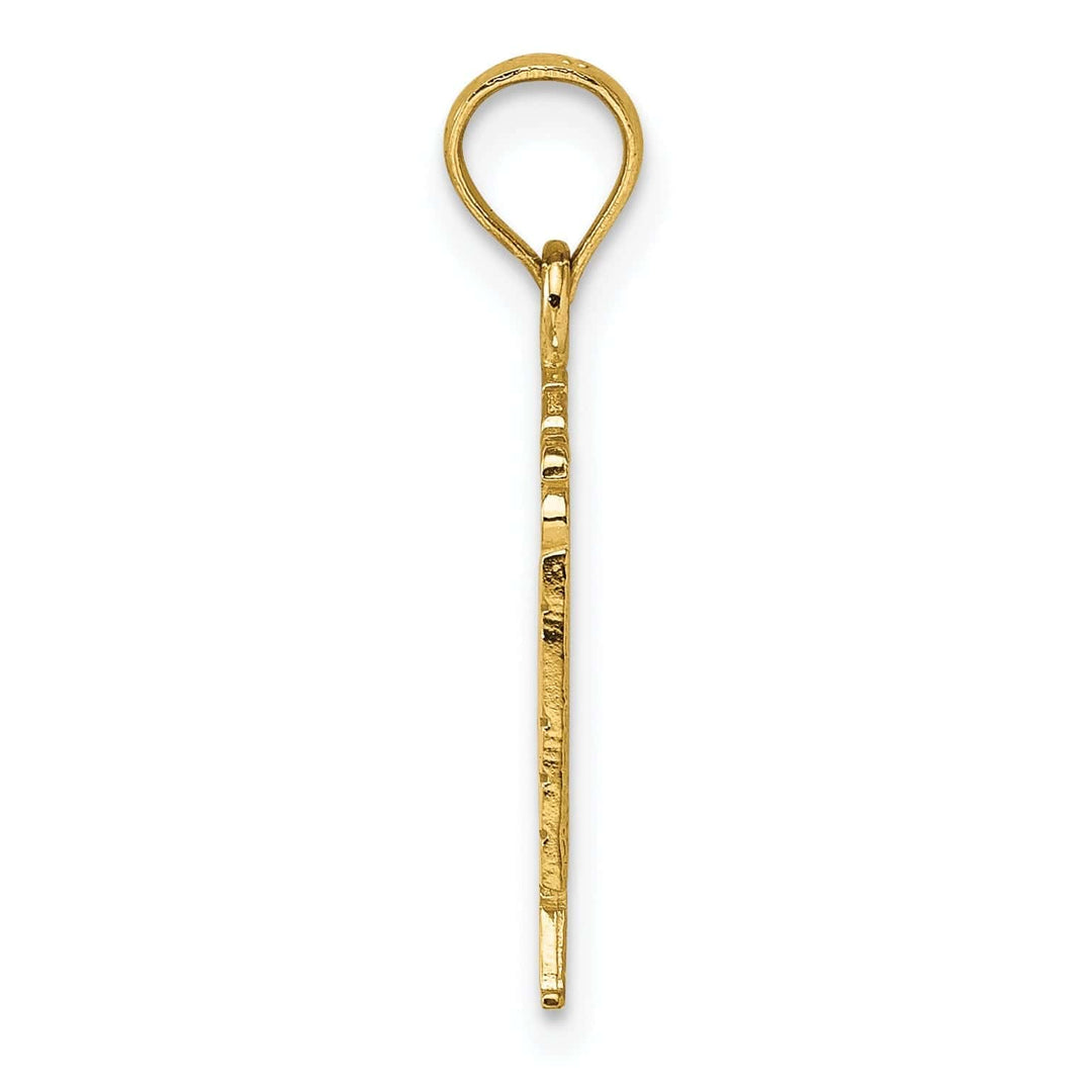 Lovely Rita's Pendants & Charms 14K Yellow Gold Polished Textured Finish God Bless America with U.S.A Flag Design Charm Pendant