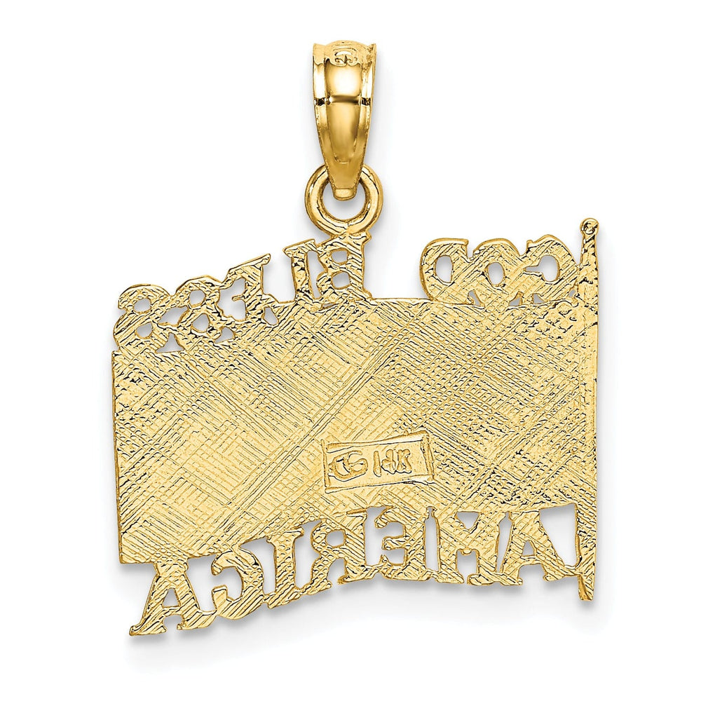 Lovely Rita's Pendants & Charms 14K Yellow Gold Polished Textured Finish God Bless America with U.S.A Flag Design Charm Pendant