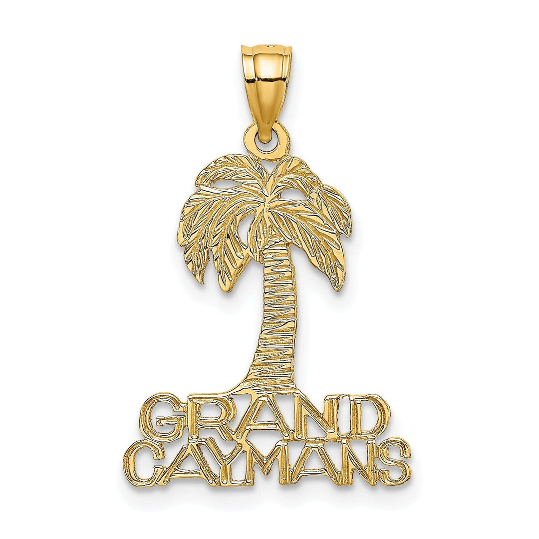 Lovely Rita's Pendants & Charms 14K Yellow Gold Polished Textured Finish GRAND CAYMANS Under Palm Tree Charm Pendant