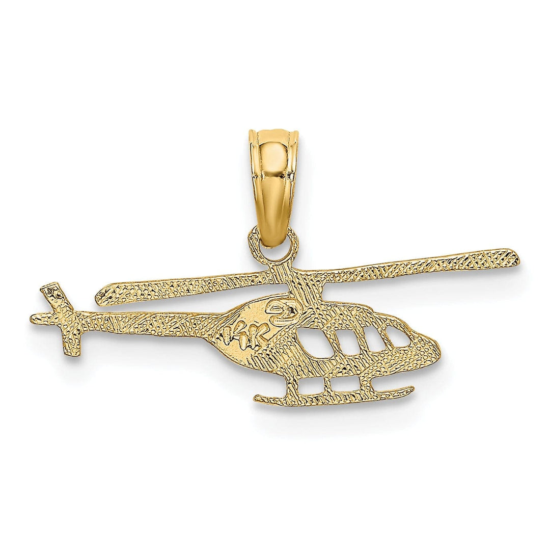 Lovely Rita's Pendants & Charms 14k Yellow Gold Polished Textured Finish Helicopter Charm Pendant