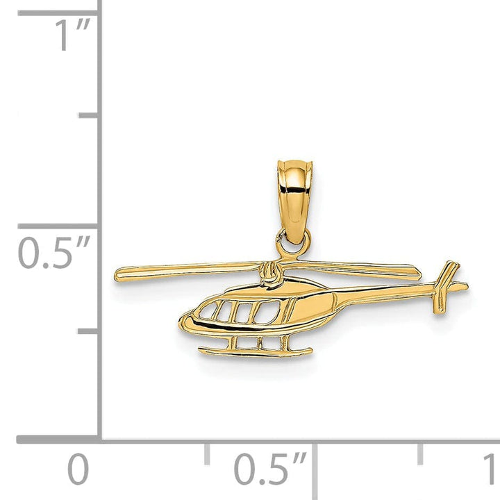 Lovely Rita's Pendants & Charms 14k Yellow Gold Polished Textured Finish Helicopter Charm Pendant