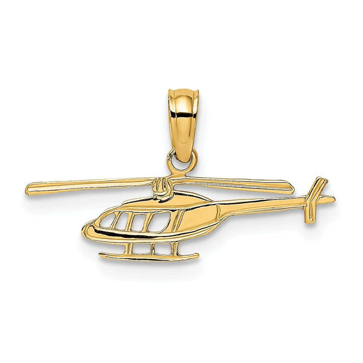 Lovely Rita's Pendants & Charms 14k Yellow Gold Polished Textured Finish Helicopter Charm Pendant