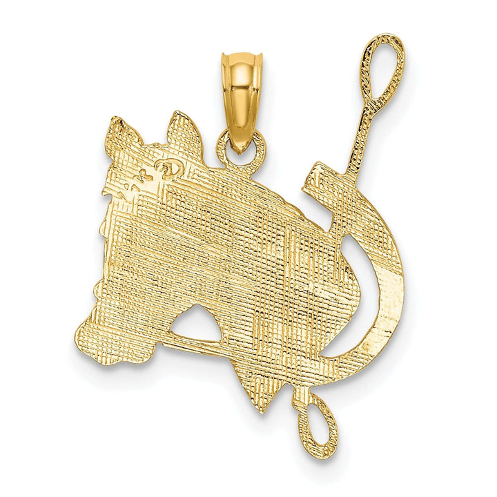 Lovely Rita's Pendants & Charms 14K Yellow Gold Polished Textured Finish Horse Head with Good Luck Shoe Charm Pendant