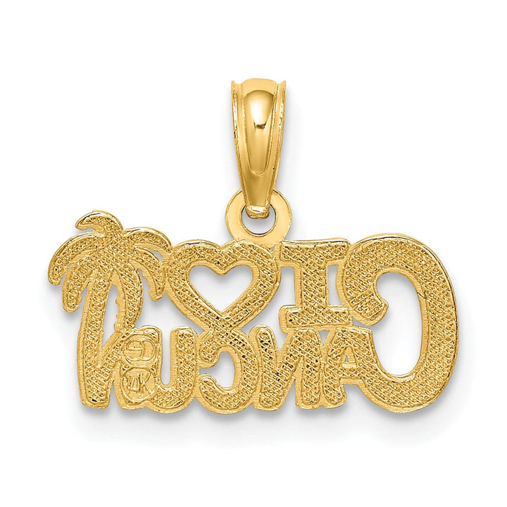 Lovely Rita's Pendants & Charms 14k Yellow Gold Polished Textured Finish I HEART CANCUN Cut Out Design Charm Pendant