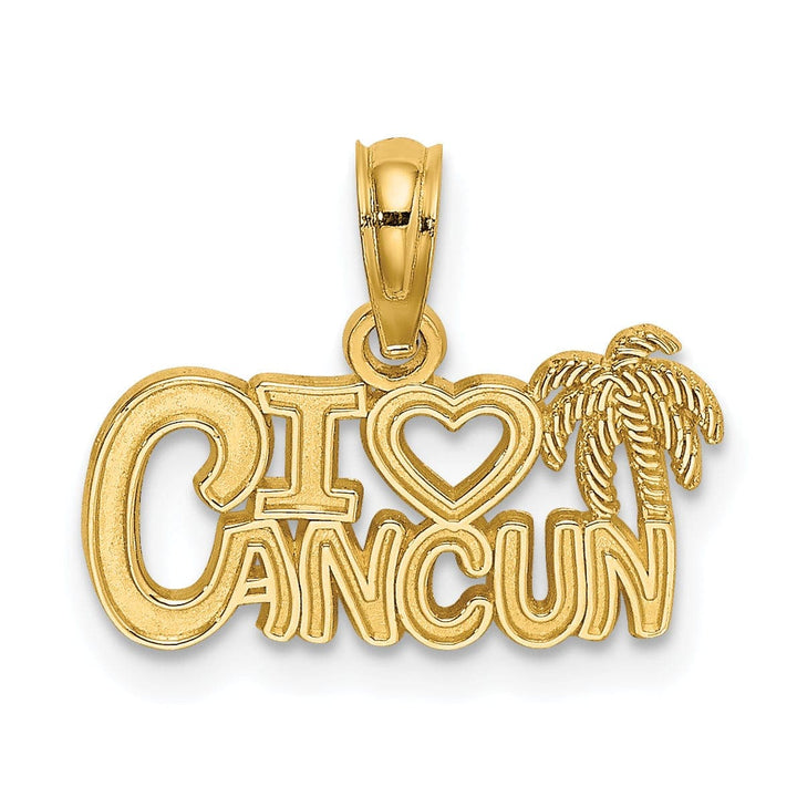 Lovely Rita's Pendants & Charms 14k Yellow Gold Polished Textured Finish I HEART CANCUN Cut Out Design Charm Pendant