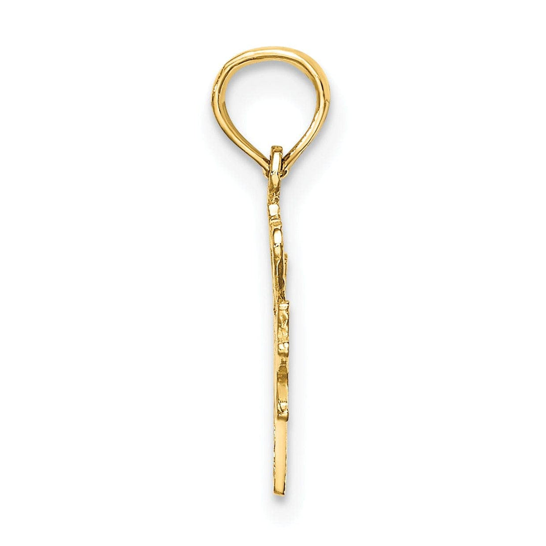 Lovely Rita's Pendants & Charms 14k Yellow Gold Polished Textured Finish I HEART HOLLYWOOD Star Design Charm Pendant