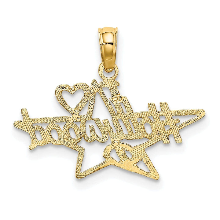 Lovely Rita's Pendants & Charms 14k Yellow Gold Polished Textured Finish I HEART HOLLYWOOD Star Design Charm Pendant