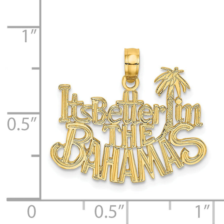 Lovely Rita's Pendants & Charms 14K Yellow Gold Polished Textured Finish ITS BETTER IN THE BAHAMAS Talking Charm Pendant