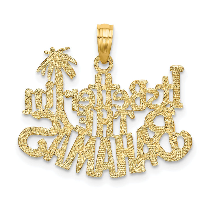 Lovely Rita's Pendants & Charms 14K Yellow Gold Polished Textured Finish ITS BETTER IN THE BAHAMAS Talking Charm Pendant