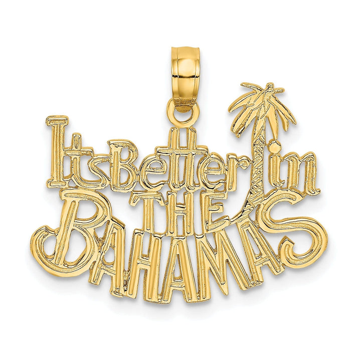 Lovely Rita's Pendants & Charms 14K Yellow Gold Polished Textured Finish ITS BETTER IN THE BAHAMAS Talking Charm Pendant