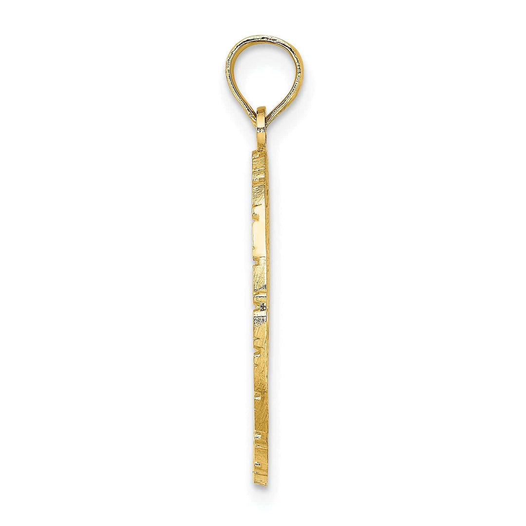 Lovely Rita's Pendants & Charms 14k Yellow Gold Polished Textured Finish JAMAICA with Bird & Flowers in Oval Shape Design Charm Pendant