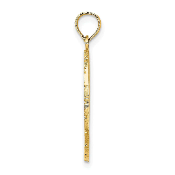 Lovely Rita's Pendants & Charms 14k Yellow Gold Polished Textured Finish JAMAICA with Bird & Flowers in Oval Shape Design Charm Pendant