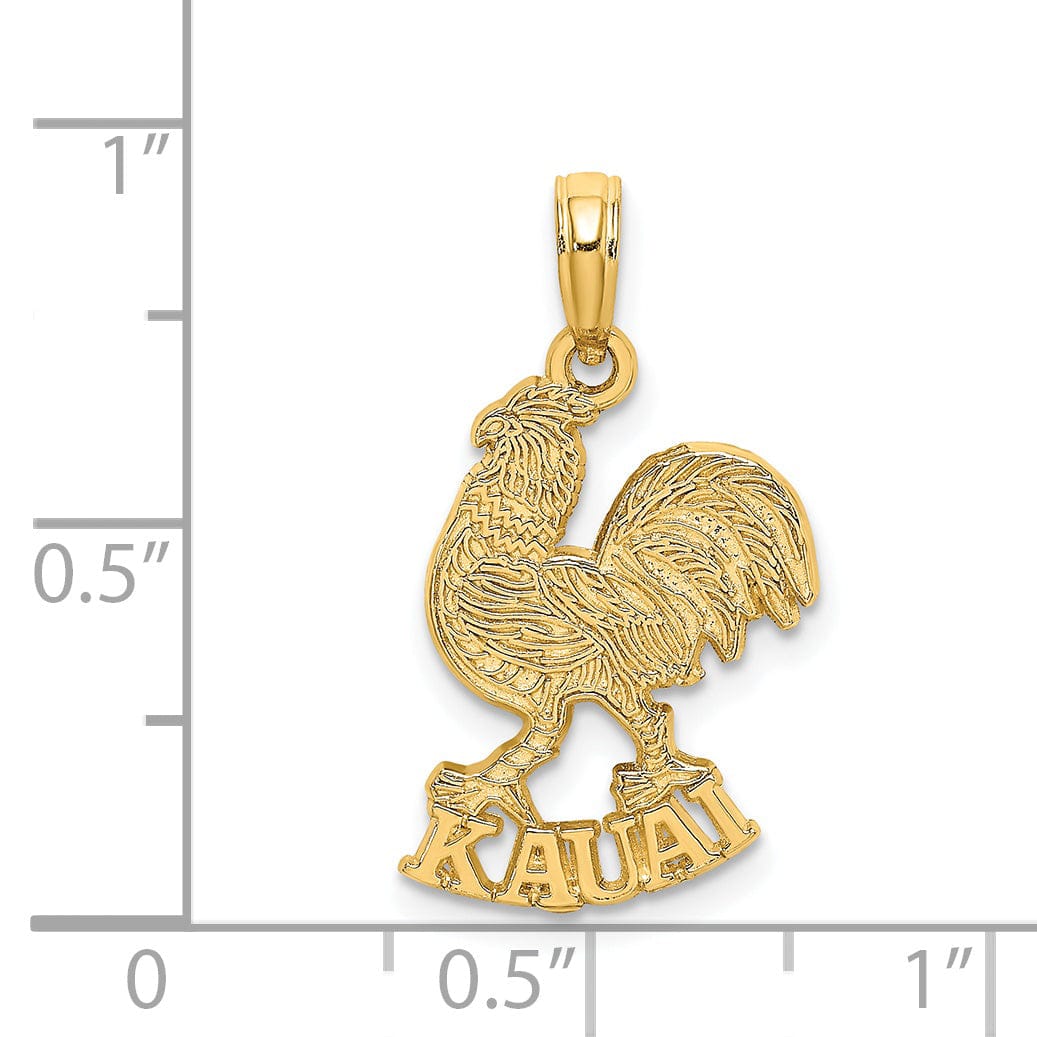 Lovely Rita's Pendants & Charms 14K Yellow Gold Polished Textured Finish KAUAI Rooster Charm Pendant