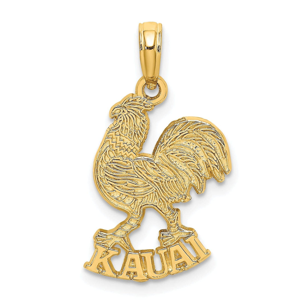 Lovely Rita's Pendants & Charms 14K Yellow Gold Polished Textured Finish KAUAI Rooster Charm Pendant