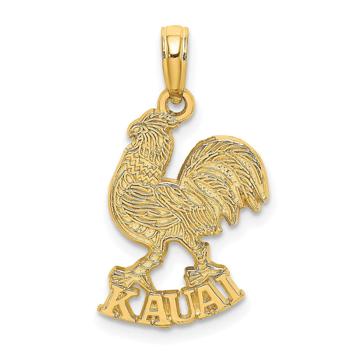 Lovely Rita's Pendants & Charms 14K Yellow Gold Polished Textured Finish KAUAI Rooster Charm Pendant
