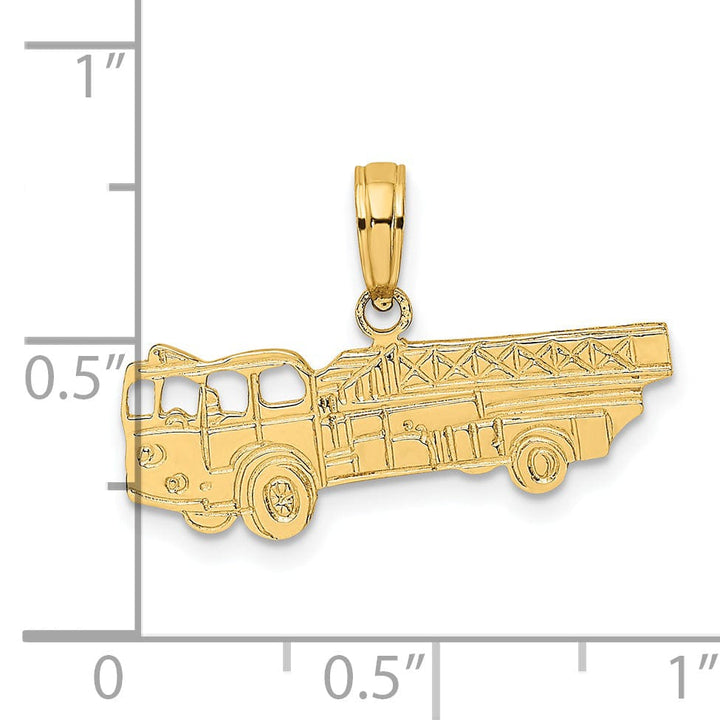 Lovely Rita's Pendants & Charms 14k Yellow Gold Polished Textured Finish Ladder Fire Truck Charm Pendant