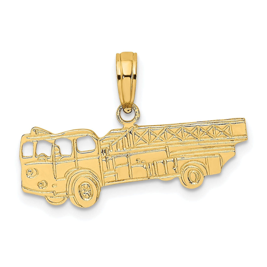 Lovely Rita's Pendants & Charms 14k Yellow Gold Polished Textured Finish Ladder Fire Truck Charm Pendant