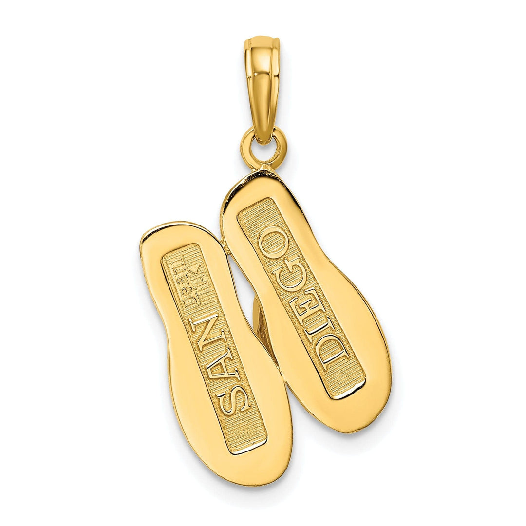 Lovely Rita's Pendants & Charms 14K Yellow Gold Polished Textured Finish Large SAN DIEGO Double Flip-Flop Sandles Charm Pendant