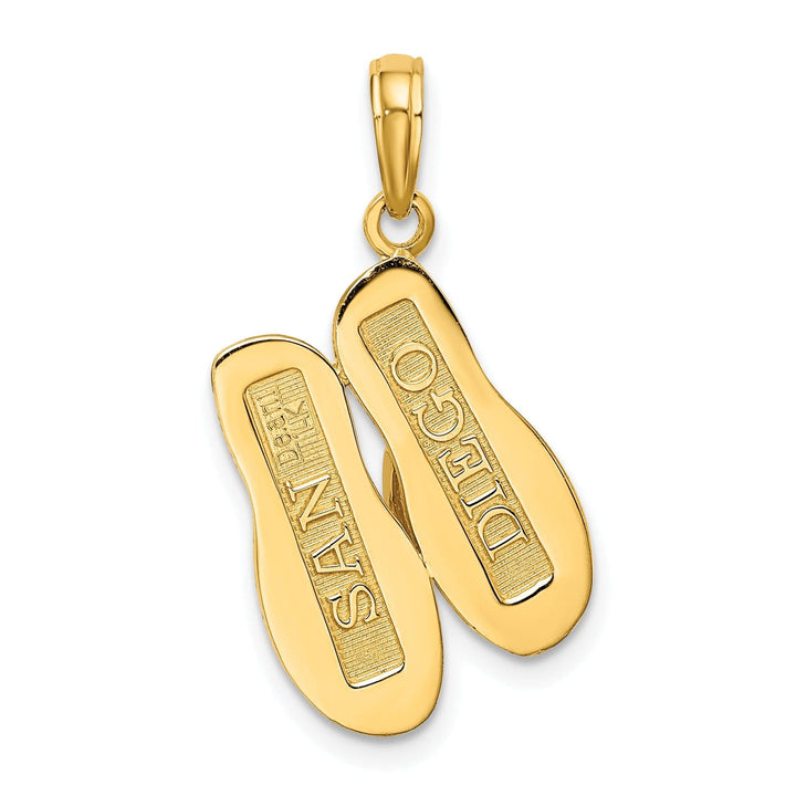 Lovely Rita's Pendants & Charms 14K Yellow Gold Polished Textured Finish Large SAN DIEGO Double Flip-Flop Sandles Charm Pendant
